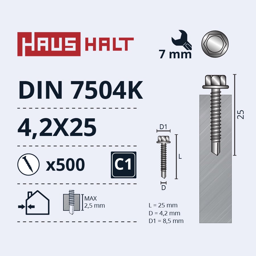 САМОРЕЗ 4,2X25 DIN7504K ZN (500)