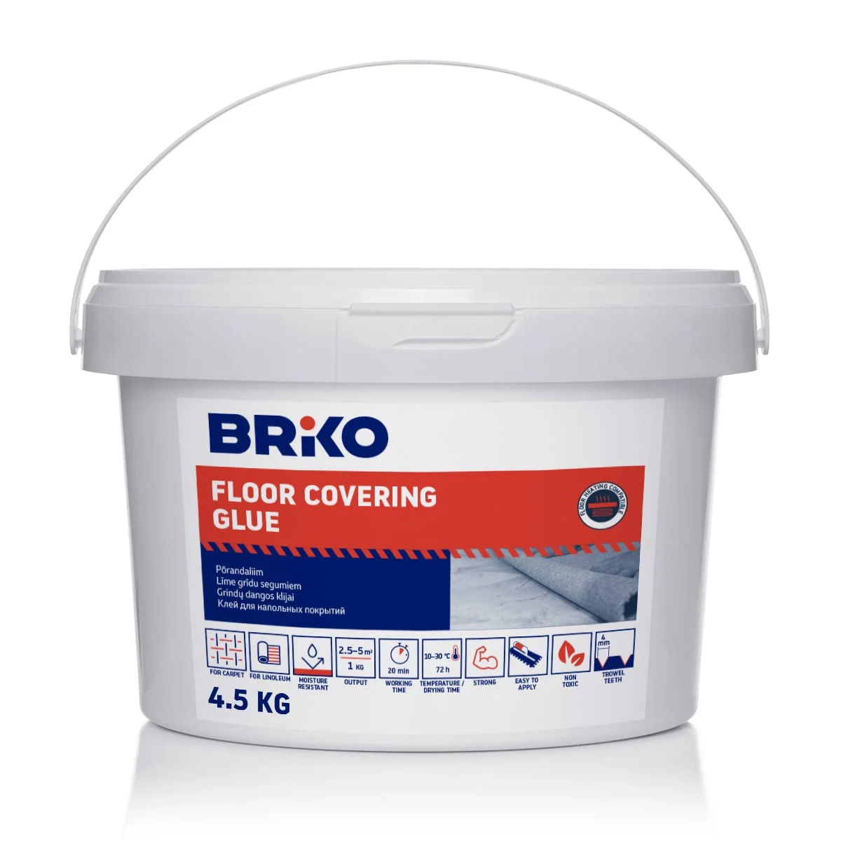 КЛЕИ ДЛЯ ПОЛОВЫХ ПОКРЫТИЙ BRIKO 4,5КГ