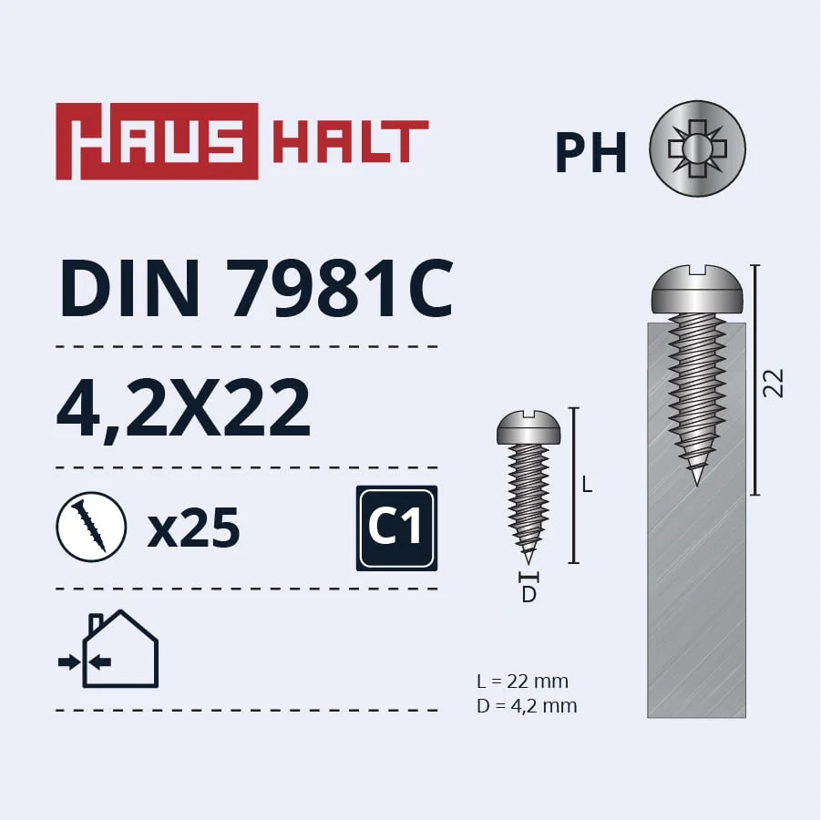 ВИНТ САМОНАВИВАЮЩИЙСЯ 4.2X22 DIN7981C ZN 25ШТ BL