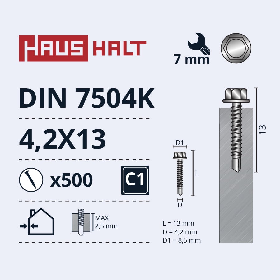 САМОРЕЗ 4,2X13 DIN7504K ZN (500)