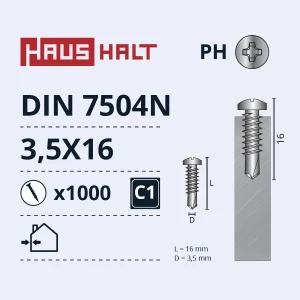PAŠGRIEZOŠĀS SKRŪVES DIN7504N 3.5X16 MM