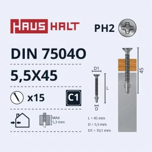 SKRŪV.PAŠ.5,5X45DIN7504OKOKA/MET 15GB BL