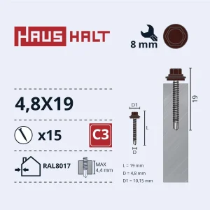 SKRŪV.PAŠ4,8X19 MET+EPDM RAL8017 15GB BL