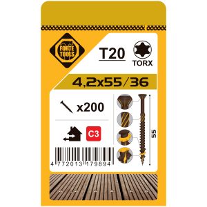 TERASES SKRŪVES T20 4.2X55 BROWN (200)