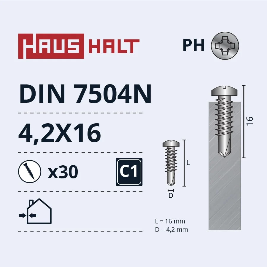 SKRŪVE PAŠGR.4.2X16 DIN7504N ZN 30GAB BL