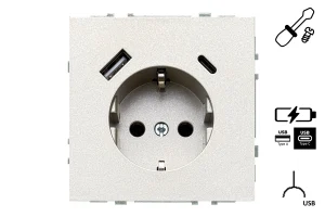 ROZETE+USB A+C IUK-3-01.M/CH MODERN ŠAMP