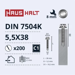 SKRŪVE PAŠGRIEZ 5,5X38 DIN7504K ZN (200)