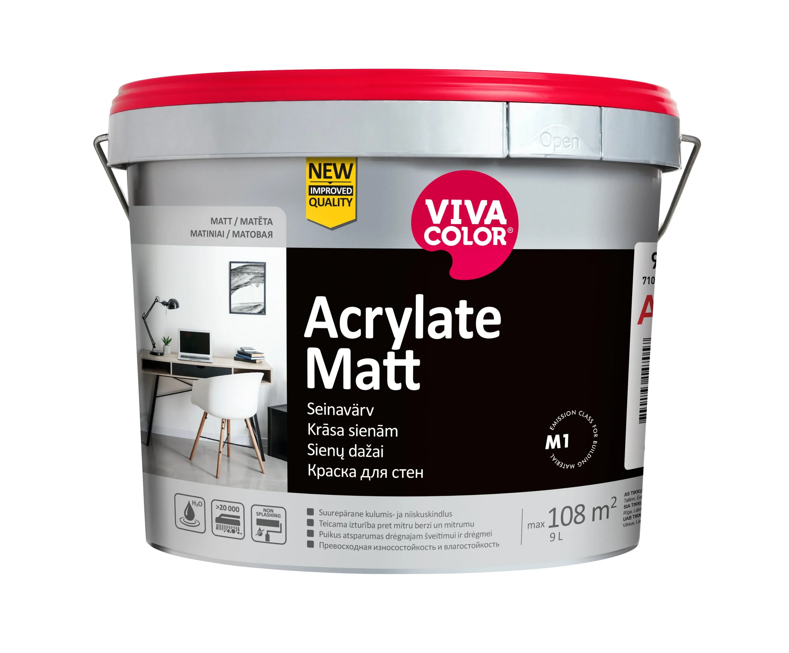 KRĀSA SIENĀM ACRYLATE MATT A 9.0L