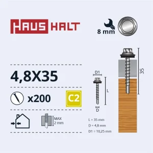 SKRŪVE PAŠGR. 4,8X35 KOKAM+EPDM ZN(200)