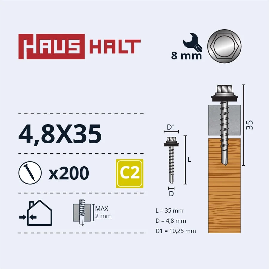SKRŪVE PAŠGR. 4,8X35 KOKAM+EPDM ZN(200)
