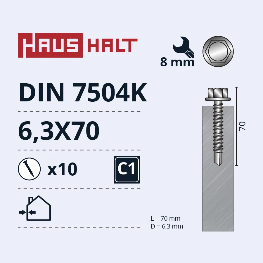 SKRŪV.PAŠG.6.3X70 MET DIN7504K ZN10GB BL