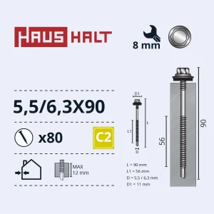 SKRŪVE PAŠGRIEZ 5,5/6,3X90 MET+EPMD (80)