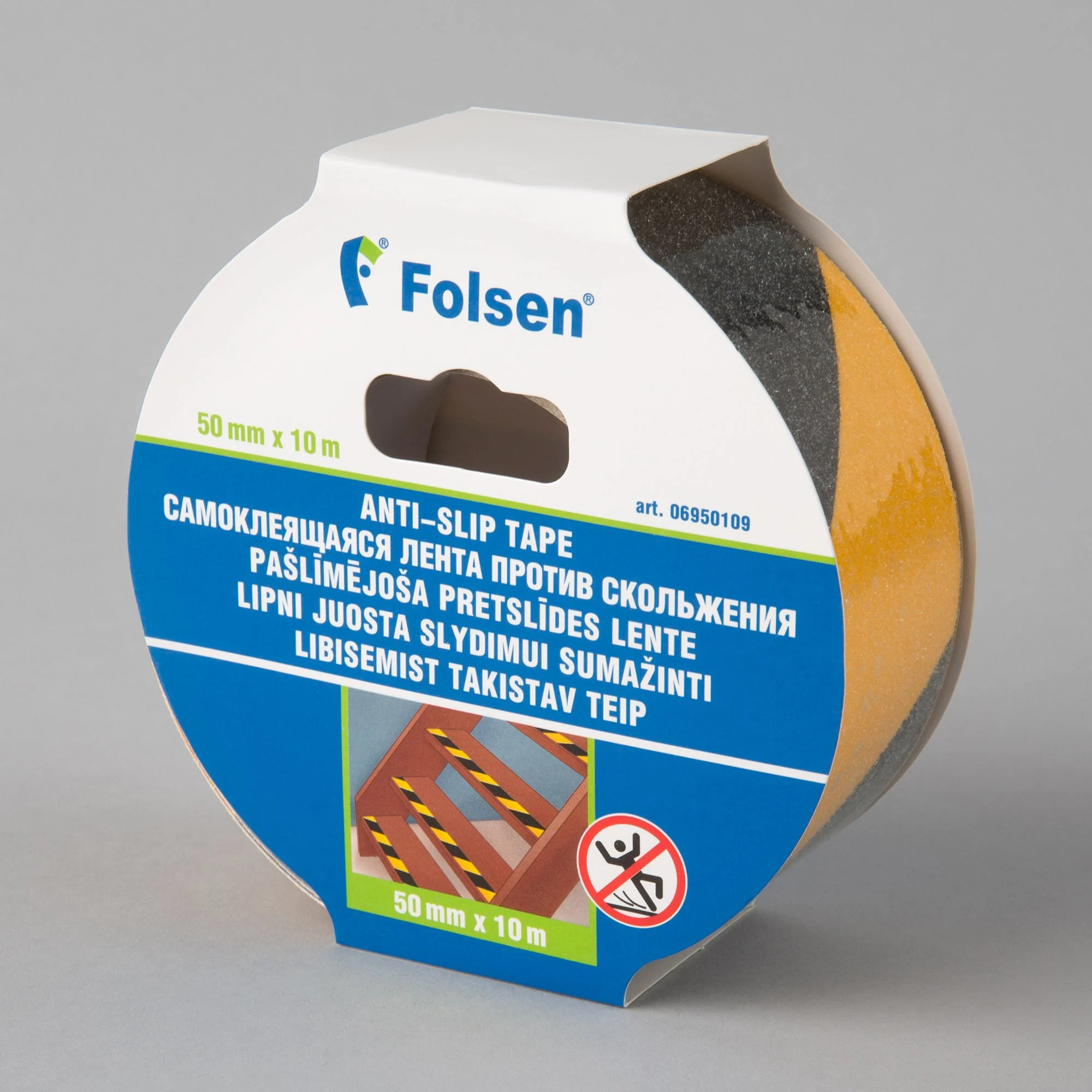 LĪML. FOLSEN ANTI-SLIP. BLACK/YELLOW 5CMX10M