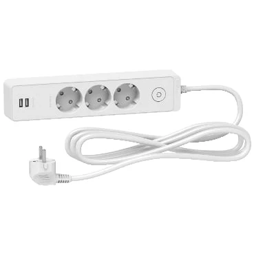 УДЛИТЕЛЬ 3-Х МЕСТ. 3М С 2USB БЕЛЫЙ