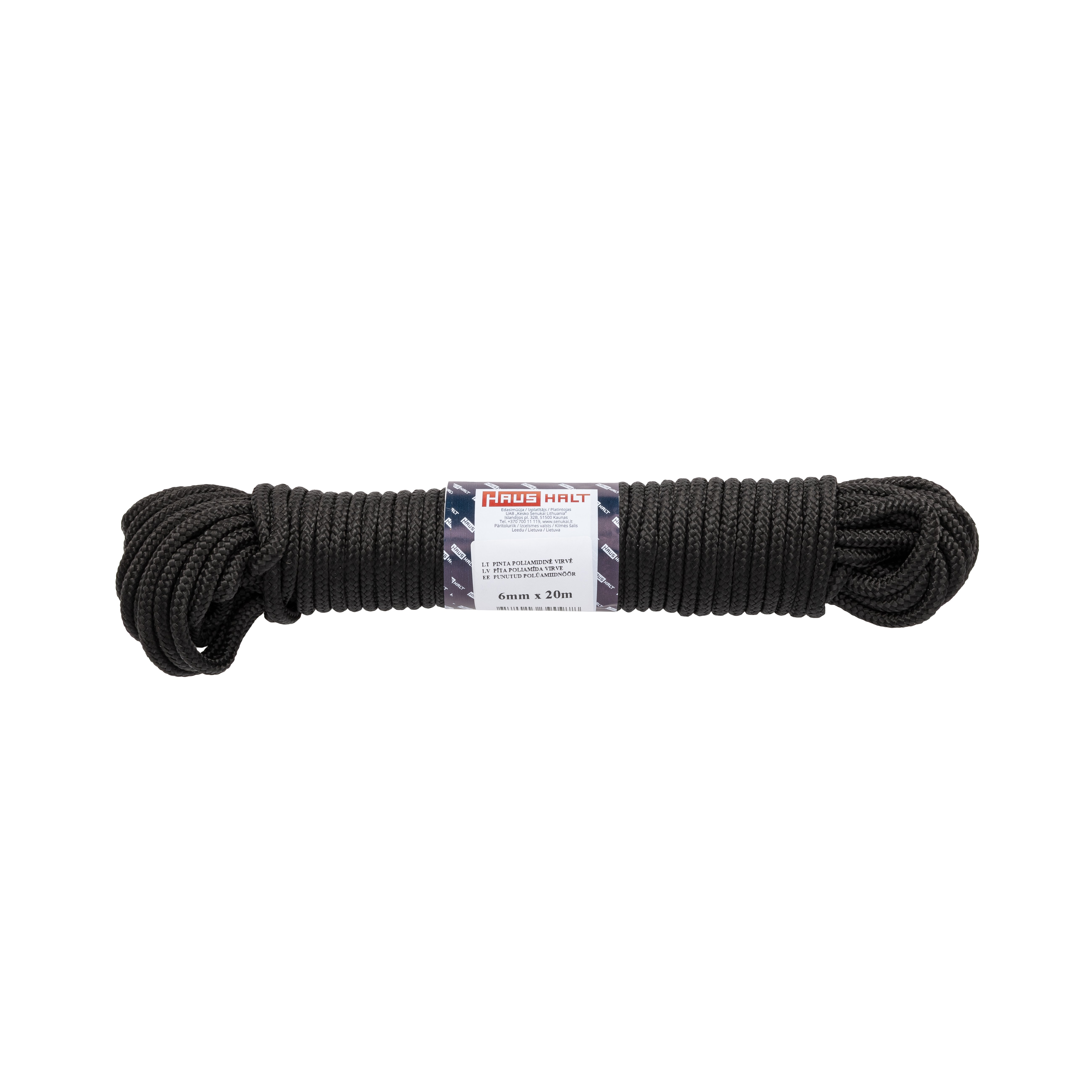 AUKLA POLIAMĪDA PĪTA D.6MM 20M MELNA
