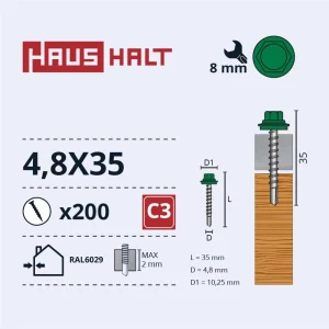 SKRŪVE PAŠGR. 4,8X35 KOKAM RAL6029(200)