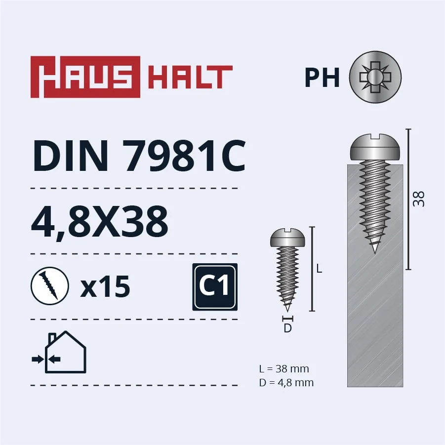 SKRŪVE PAŠGR.4.8X38 DIN7981C ZN 15GAB BL