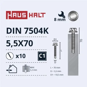 SKRŪVE PAŠGR.5,5X70 DIN7504K ZN 10GAB BL