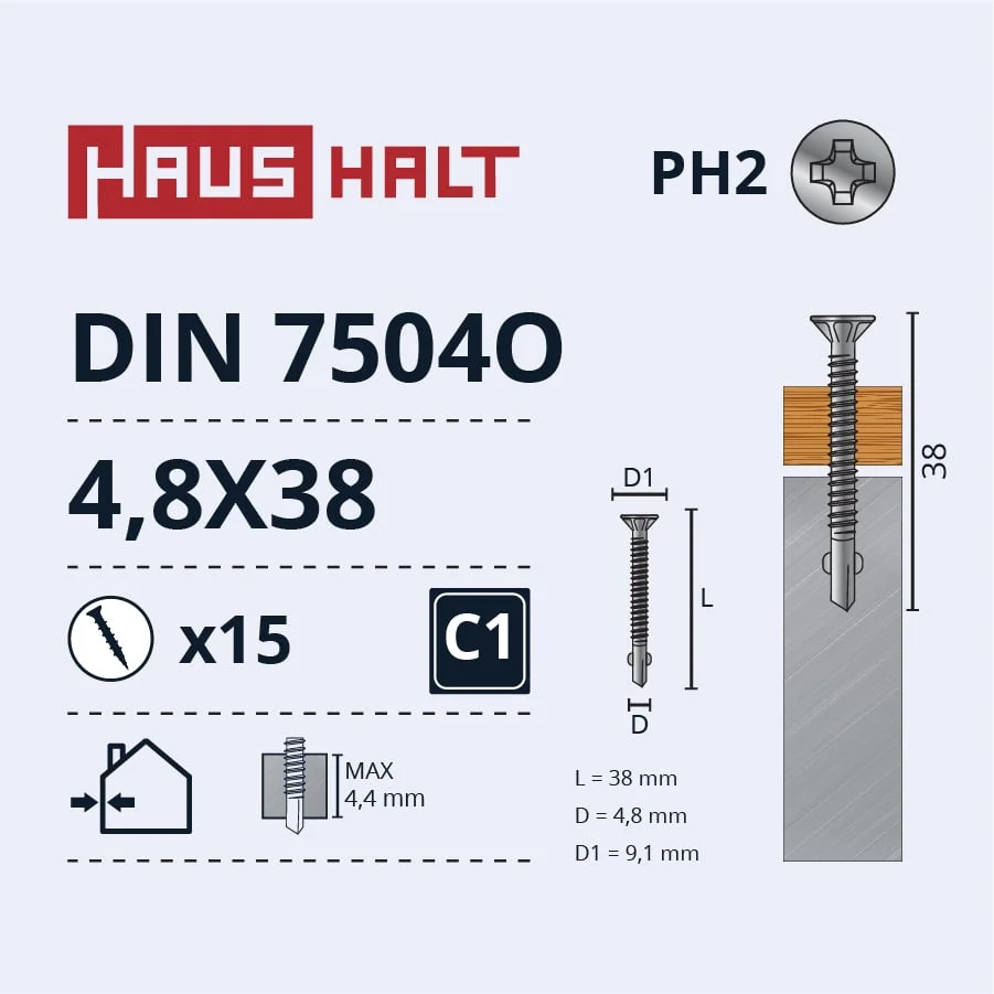 SKRŪV.PAŠ.4,8X38DIN7504OKOKA/MET 15GB BL