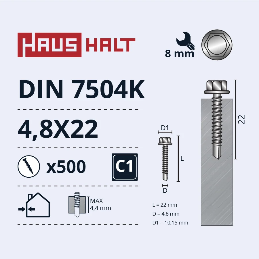 SELF-TAPPING SCREW 4.8X22 DIN7504K ZN (500)