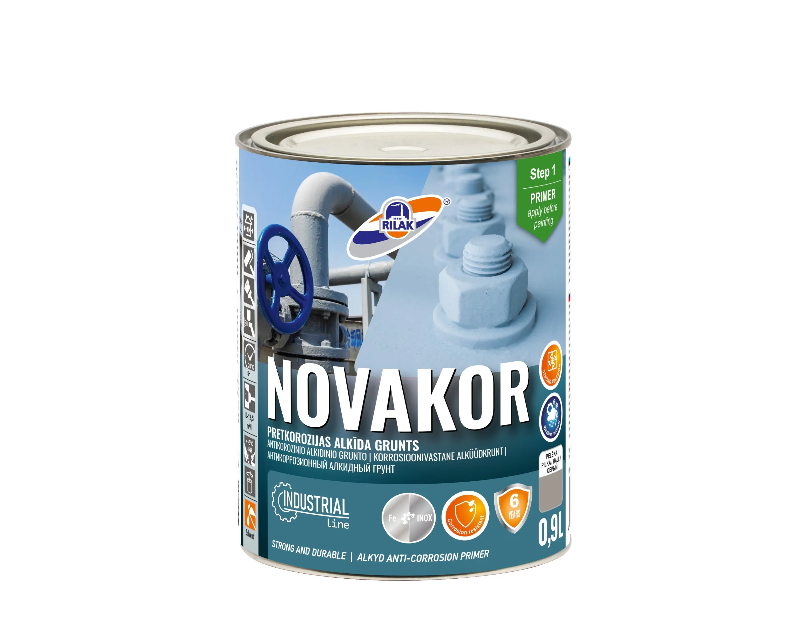 ГРУНТ АЛКИДНЫЙ NOVAKOR СЕРЫЙ 0,9Л