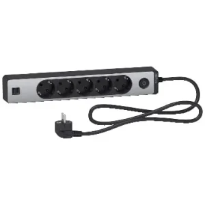 PAGARINĀTĀJS 5-VIET. 1.5M AR 2USB MELNS