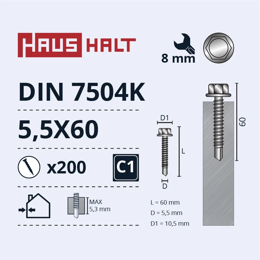 SKRŪVE PAŠGRIEZ. 5,5X60 DIN7504K ZN(200)