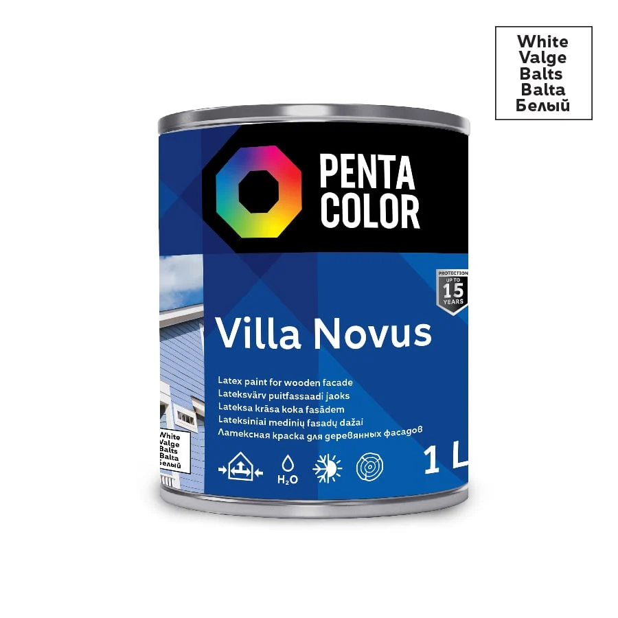 КРАСКА ДЛЯ ФАСАДОВ VILLA NOVUS БЕЛАЯ 1L
