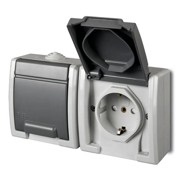 ROZETE AQUANT 1245-10 1+1 IP55 PELĒKA