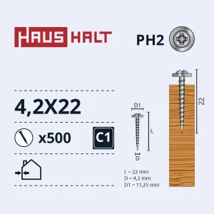 SKRŪVE PAŠGRIEZ 4,2X22 WOOD ZN (500)